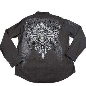 Xtreme Couture by Affliction Graphic Shirt Mens XL Gothic Skull Cross MMA Alt